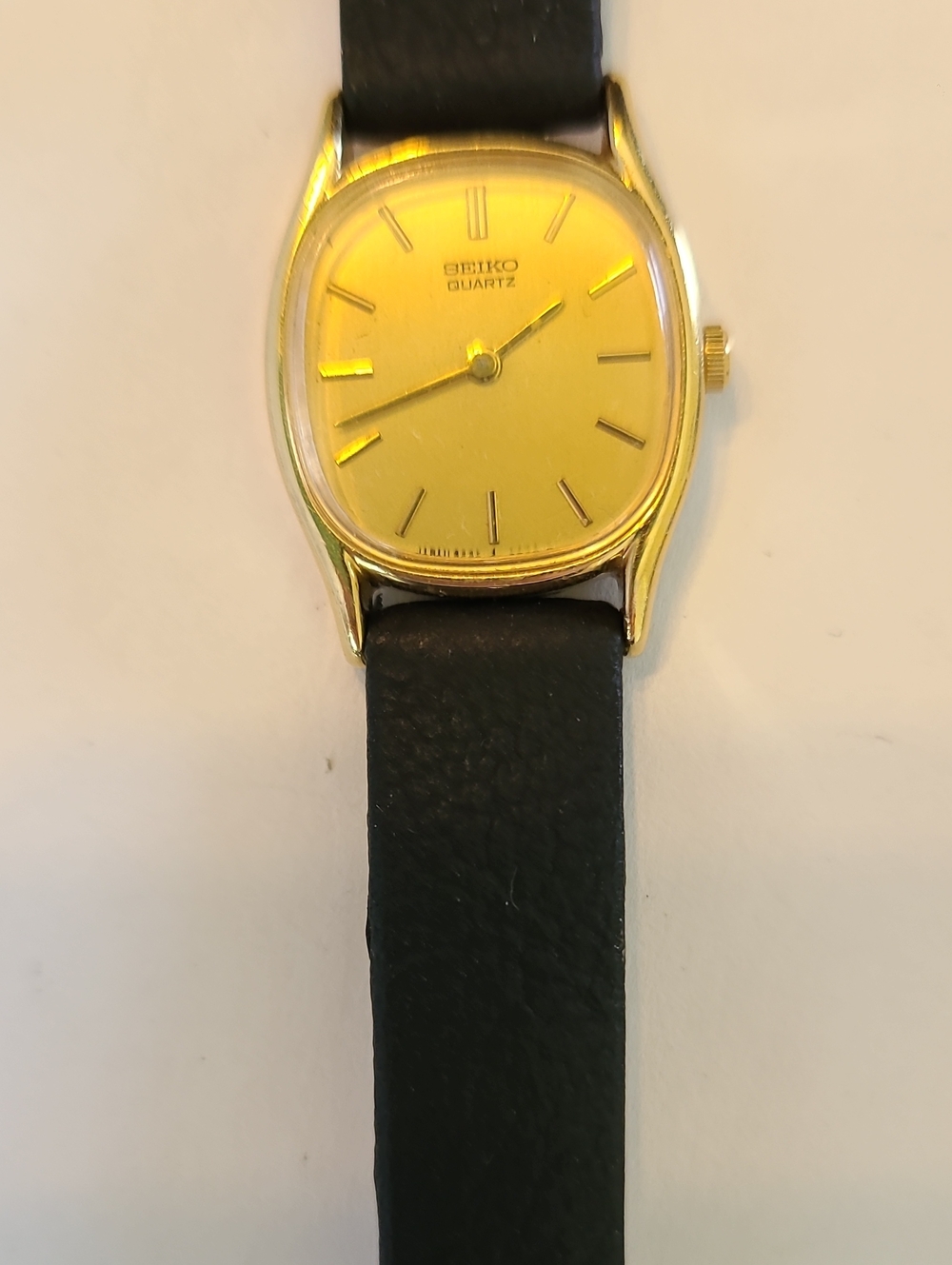 Seiko Gold-Tone Dial Watch with Black Strap